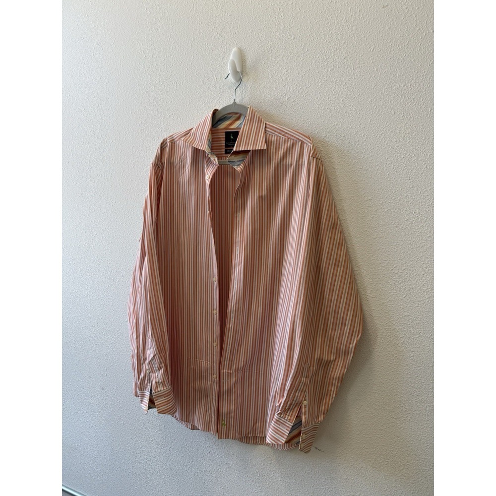 Taylorbyrd Mens Striped Button Up Down Dress Shirt Size L T Tall 100% Cotton